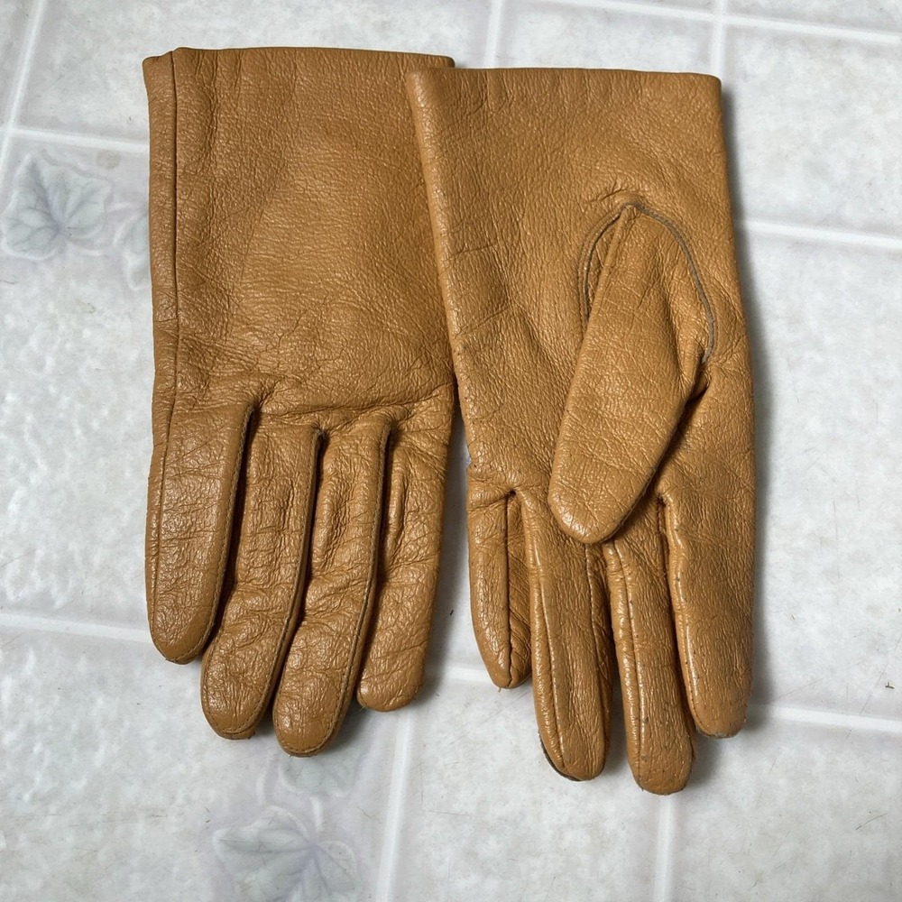 Women's Van Raalte Vintage Leather Tan Winter Gloves Size Large Lined  Korea